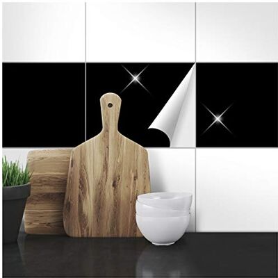 WANDKINGS Fliesenaufkleber 19,5 x 24,5 cm, 20 Stück SCHWARZ GLÄNZEND WANDKINGS Fliesenaufkleber 19,5 x 24,5 cm, 20 Stück SCHWARZ GLÄNZEND