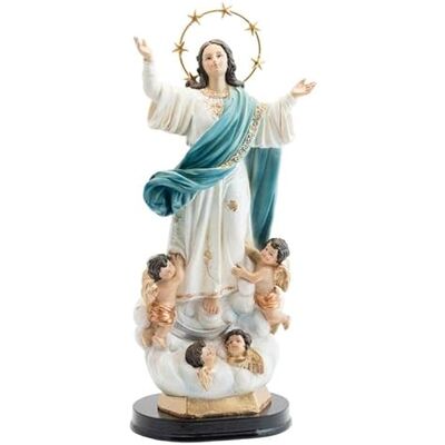 DRW Makellose Jungfrau Figur mit Krone aus Harz, handbemalt, 30 cm DRW Makellose Jungfrau Figur mit Krone aus Harz, handbemalt, 30 cm