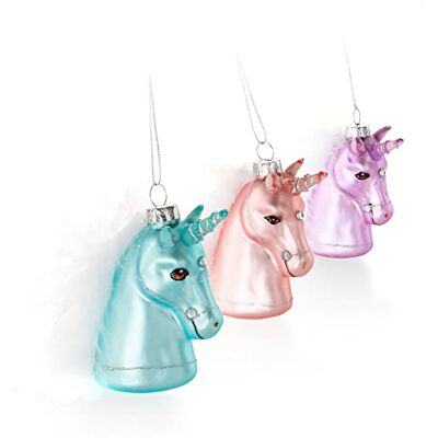 com-four ® 3X Premium Christbaumschmuck, Einhorn mit Federmähne aus echtem besondere Baumkugeln als Weihnachtsdeko spezielle Weihnachtsbaumanhänger com-four ® 3X Premium Christbaumschmuck, Einhorn mit Federmähne aus echtem besondere Baumkugeln als Weihnachtsdeko spezielle Weihnachtsbaumanhänger