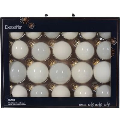 Decoris Weihnachtskugeln Glas 5-7cm 21er Set matt & glänzend & transparent Christbaumkugeln Weihnachtsbaumkugeln für Weihnachtsbaum Kerstbal Glas d7 cm wolwit Ass 21st I kerst Wollweiss Decoris Weihnachtskugeln Glas 5-7cm 21er Set matt & glänzend & transparent Christbaumkugeln Weihnachtsbaumkugeln für Weihnachtsbaum Kerstbal Glas d7 cm wolwit Ass 21st I kerst Wollweiss