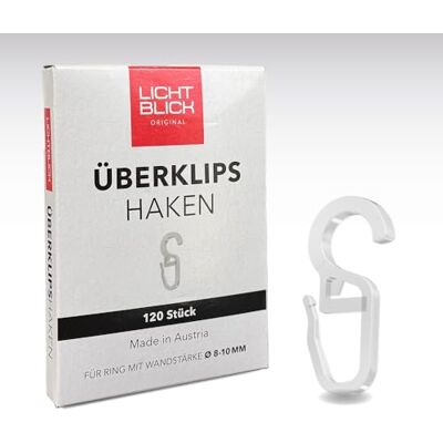 Lichtblick Überklipshaken 120 Stück für Ring ø 8-10 mm universell und dezent, unauffälliges Design, langlebig und sicher, Kunststoff transparent, klipsen Lichtblick Überklipshaken 120 Stück für Ring ø 8-10 mm universell und dezent, unauffälliges Design, langlebig und sicher, Kunststoff transparent, klipsen