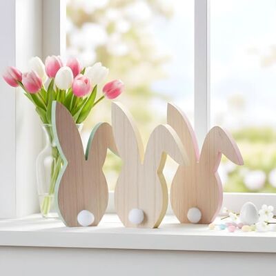 levandeo 3er Set Hase H22cm Holz Silhouette Gelb Rosa Grün Osterhase Tischdeko Oster-Deko Deko Figur Frühling Ostern Aufsteller levandeo 3er Set Hase H22cm Holz Silhouette Gelb Rosa Grün Osterhase Tischdeko Oster-Deko Deko Figur Frühling Ostern Aufsteller