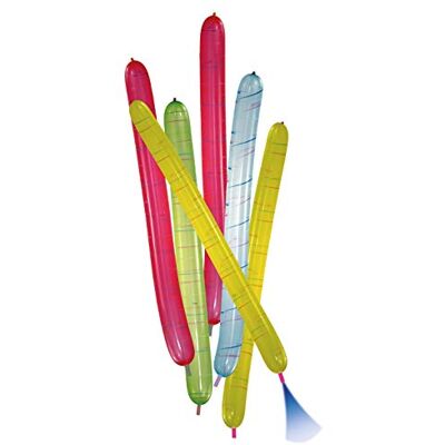 amscan 6471 Latex Raketenballons mit Mundstücken, 6 Stück, circa 100 cm lang, farbig sortiert, Luftballon amscan 6471 Latex Raketenballons mit Mundstücken, 6 Stück, circa 100 cm lang, farbig sortiert, Luftballon