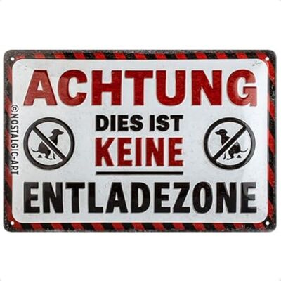 ART Retro Blechschild, 20 x 30 cm, Hund Achtung keine Entladezone – Warnschild als Geschenk-Idee, aus Metall, Vintage Design mit Spruch ART Retro Blechschild, 20 x 30 cm, Hund Achtung keine Entladezone – Warnschild als Geschenk-Idee, aus Metall, Vintage Design mit Spruch