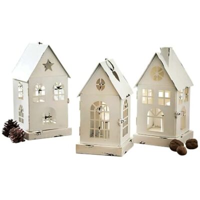 Loberon LED-Laterne 3er Set Village, weiß Weihnachten, Winter, Festtage, Haus, Inklusive LED-Lampen, Liebevoll gefertigt, Eisen mit Antik-Finish Loberon LED-Laterne 3er Set Village, weiß Weihnachten, Winter, Festtage, Haus, Inklusive LED-Lampen, Liebevoll gefertigt, Eisen mit Antik-Finish