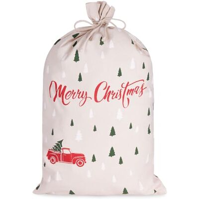 BRUBAKER Weihnachtssack Merry Christmas Tannenbaum Wald mit Auto Rot 80 cm Geschenksack Weihnachten Nikolaussack Sack Baumwolle mit Kordel zum Verpacken von Geschenken Weihnachtsbaum BRUBAKER Weihnachtssack Merry Christmas Tannenbaum Wald mit Auto Rot 80 cm Geschenksack Weihnachten Nikolaussack Sack Baumwolle mit Kordel zum Verpacken von Geschenken Weihnachtsbaum