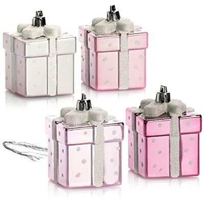 com-four ® 4X Christbaumanhänger Geschenk, Weihnachtskugel Geschenkbox Christbaumschmuck in Geschenk-Form für die Weihnachtsbaum-Dekoration bruchfester Baumschmuck com-four ® 4X Christbaumanhänger Geschenk, Weihnachtskugel Geschenkbox Christbaumschmuck in Geschenk-Form für die Weihnachtsbaum-Dekoration bruchfester Baumschmuck