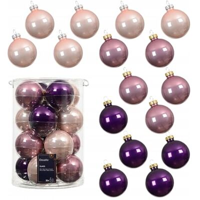 Kaemingk Weihnachtsdeko: 16 Glaskugeln Rosa Lila 8cm Matt/Glänzend, Festlicher Baum schmuck Kaemingk Weihnachtsdeko: 16 Glaskugeln Rosa Lila 8cm Matt/Glänzend, Festlicher Baum schmuck