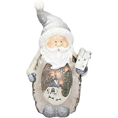 ECD Germany Weihnachtsmann Deko Figur mit LED Beleuchtung 52cm Warmweiß Weiß mit grauem Hut und Schal, Holzoptik, Batteriebetrieben, für Innen, LED-Weihnachtsdeko Weihnachtsfigur Weihnachten Tischdeko ECD Germany Weihnachtsmann Deko Figur mit LED Beleuchtung 52cm Warmweiß Weiß mit grauem Hut und Schal, Holzoptik, Batteriebetrieben, für Innen, LED-Weihnachtsdeko Weihnachtsfigur Weihnachten Tischdeko