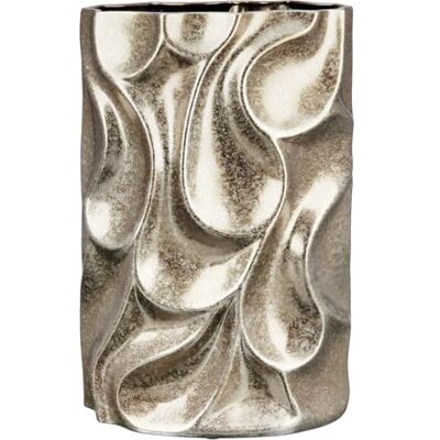 GILDE Casablanca Vase - Relief, 37cm, Silber, 24x37x14 cm GILDE Casablanca Vase - Relief, 37cm, Silber, 24x37x14 cm