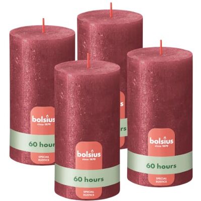 BOLSIUS Rustikale Säule Kerze - Rot - 13cm - Nicht tropfend - Duftfrei BOLSIUS Rustikale Säule Kerze - Rot - 13cm - Nicht tropfend - Duftfrei