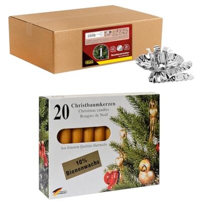 Idena 90487 Baumkerzenhalter für den Weihnachtsbaum, 20 Stück in Silber inkl. 20 Baumkerzen in Gelb, Vintage Kerzenhalter aus Metall, mit Clip für Äste bis 1,5 cm Dicke Idena 90487 Baumkerzenhalter für den Weihnachtsbaum, 20 Stück in Silber inkl. 20 Baumkerzen in Gelb, Vintage Kerzenhalter aus Metall, mit Clip für Äste bis 1,5 cm Dicke