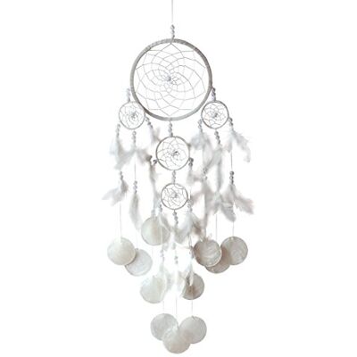 Saraswati Handgerfertigter Traumfänger Dreamcatcher Triple Shell Nylon mit Muscheln und Perlen 16x60cm Saraswati Handgerfertigter Traumfänger Dreamcatcher Triple Shell Nylon mit Muscheln und Perlen 16x60cm