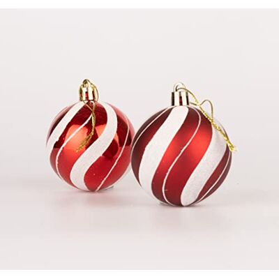 SHATCHI 60 mm/18 Stück Weihnachtskugeln, bruchsicher, rot-weiß, Süßigkeitenstreifen, Weihnachtsbaumschmuck, Kugel, Ornamente, Kugeln, Weihnachtsdekoration, Urlaubsdekoration, glänzend, matt, glitzernd SHATCHI 60 mm/18 Stück Weihnachtskugeln, bruchsicher, rot-weiß, Süßigkeitenstreifen, Weihnachtsbaumschmuck, Kugel, Ornamente, Kugeln, Weihnachtsdekoration, Urlaubsdekoration, glänzend, matt, glitzernd