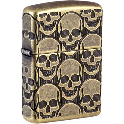 Zippo Sturmfeuerzeug Skull, Antique Brass, MultiCut Nachfüllbar Wiederverwendbar Windfestes Design Geschenkbox Made in USA Zippo Sturmfeuerzeug Skull, Antique Brass, MultiCut Nachfüllbar Wiederverwendbar Windfestes Design Geschenkbox Made in USA