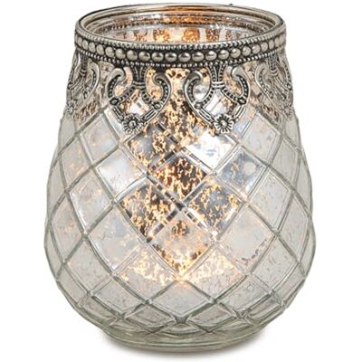 matches21 HOME & HOBBY Vintage Kerzenglas Windlicht silber in 10 cm Modernes Windlichtglas als Kerzenständer Laterne und Teelichthalter Boho Kerzenhalter Teelichtglas für Wohnzimmer Tisch-Deko, Balkon, Hochzeit matches21 HOME & HOBBY Vintage Kerzenglas Windlicht silber in 10 cm Modernes Windlichtglas als Kerzenständer Laterne und Teelichthalter Boho Kerzenhalter Teelichtglas für Wohnzimmer Tisch-Deko, Balkon, Hochzeit