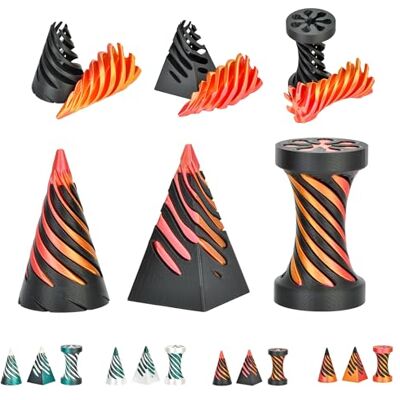 KAHAUS Fidget Spiral 3er-Set Kegel, Sanduhr und Pyramide Austauschbare Elemente Sensorisches Anti-Stress-Handgerät 14+ (Schwarz/Rot-Gold) KAHAUS Fidget Spiral 3er-Set Kegel, Sanduhr und Pyramide Austauschbare Elemente Sensorisches Anti-Stress-Handgerät 14+ (Schwarz/Rot-Gold)