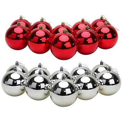 Toyland 10 x extra große Weihnachtskugeln 100mm Christbaumschmuck Christbaumschmuck (Rot und Silber) Toyland 10 x extra große Weihnachtskugeln 100mm Christbaumschmuck Christbaumschmuck (Rot und Silber)