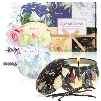 com-four ® Geschenk-Box mit insgesamt 4 Duftkerzen, Kerzen Set für Frauen Geschenk für Geburtstag und Muttertag Kerzen für Aromatherapie Entspannung com-four ® Geschenk-Box mit insgesamt 4 Duftkerzen, Kerzen Set für Frauen Geschenk für Geburtstag und Muttertag Kerzen für Aromatherapie Entspannung