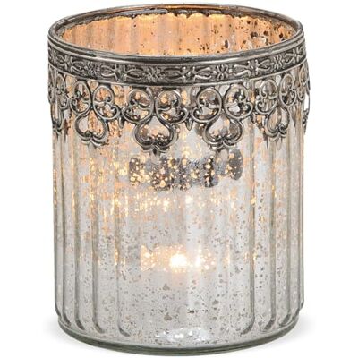 matches21 HOME & HOBBY matches21 Windlicht Kerzenglas Glas Teelichtglas Orientalisch Marokko Design Silber antik Metalldekor 1 STK Ø 10x12 cm matches21 HOME & HOBBY matches21 Windlicht Kerzenglas Glas Teelichtglas Orientalisch Marokko Design Silber antik Metalldekor 1 STK Ø 10x12 cm