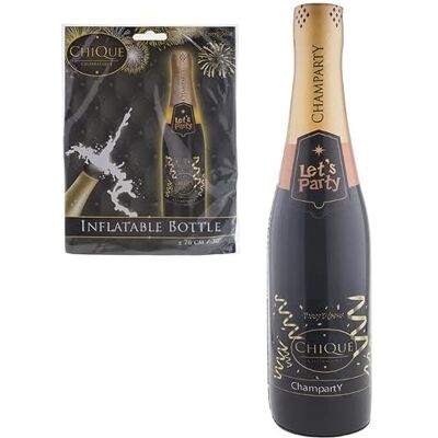 PARTY DISCOUNT NEU Aufblasbare Champagner- / Sektflasche, Gold-Schwarz, Länge 75cm PARTY DISCOUNT NEU Aufblasbare Champagner- / Sektflasche, Gold-Schwarz, Länge 75cm