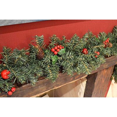 Toyland Weihnachtsgirlande für den Kamin oder die Treppe, Weihnachtsdekoration mit roten Beeren, Tannenzapfen, Weihnachtsbaum Toyland Weihnachtsgirlande für den Kamin oder die Treppe, Weihnachtsdekoration mit roten Beeren, Tannenzapfen, Weihnachtsbaum