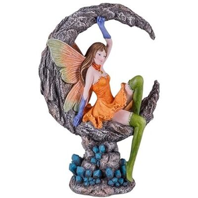 DRW Figur Fee sitzt auf dem Mond grün und orange, 27 cm DRW Figur Fee sitzt auf dem Mond grün und orange, 27 cm