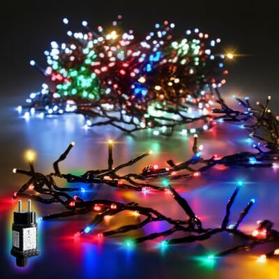 SALCAR 10m 1000er LED Cluster Lichterkette Außen, Weihnachtslichterkette mit 8 Modi und Memory, Wasserdicht Christbaumbeleuchtung für Innen Außen Garten Weihnachtsbaum Hochzeit, Bunt SALCAR 10m 1000er LED Cluster Lichterkette Außen, Weihnachtslichterkette mit 8 Modi und Memory, Wasserdicht Christbaumbeleuchtung für Innen Außen Garten Weihnachtsbaum Hochzeit, Bunt