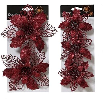 Kaemingk Weihnachtsstern Blüte künstlich 11 & 16cm mit Clip 5er Set Glitzer Christbaumschmuck Kunstblumen Weihnachten Christstern Deko Weihnachtsblume Blume Weihnachtsdeko Ochsenblut Kaemingk Weihnachtsstern Blüte künstlich 11 & 16cm mit Clip 5er Set Glitzer Christbaumschmuck Kunstblumen Weihnachten Christstern Deko Weihnachtsblume Blume Weihnachtsdeko Ochsenblut