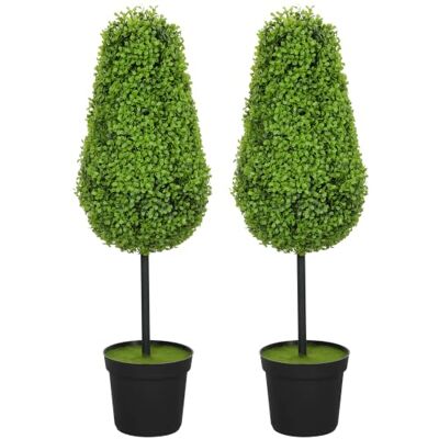 HOMCOM 2er Set Künstliche Buchsbaum 90cm Kunstpflanze in Tränenform Plastik Künstliche Pflanzen im Topf, Kunstbaum Fake Plant, Buchsbaum Kunst, UV Schutz, Wohnzimmer Büro Garten HOMCOM 2er Set Künstliche Buchsbaum 90cm Kunstpflanze in Tränenform Plastik Künstliche Pflanzen im Topf, Kunstbaum Fake Plant, Buchsbaum Kunst, UV Schutz, Wohnzimmer Büro Garten