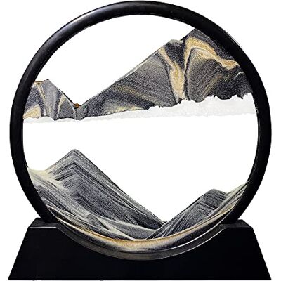 Aoderun Sandbilder Zum Drehen 3d Sanduhr Büro Deko Sand Rundes Glas Fließender Sand Rahmen Bewegliches Sandbild für Schreibtisch Sandmalerei für Erwachses (Neu Schwarz,28cm) Aoderun Sandbilder Zum Drehen 3d Sanduhr Büro Deko Sand Rundes Glas Fließender Sand Rahmen Bewegliches Sandbild für Schreibtisch Sandmalerei für Erwachses (Neu Schwarz,28cm)
