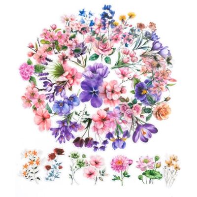 Ethernotes 150 Transparent Scrapbook Stickers, Wasserfeste Blumen Sticker PET Aufkleber Blumen, Selbstklebend, Bunt, Dekorative Scrapbook Zubehör Set für Fotoalbum(Klassischer Blumenstrauß) Ethernotes 150 Transparent Scrapbook Stickers, Wasserfeste Blumen Sticker PET Aufkleber Blumen, Selbstklebend, Bunt, Dekorative Scrapbook Zubehör Set für Fotoalbum(Klassischer Blumenstrauß)