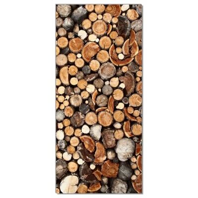 Wallario Selbstklebende Türtapete Dunkler Holzstapel rund Türposter 93 x 205 cm Abwischbar, rückstandsfrei zu entfernen Wallario Selbstklebende Türtapete Dunkler Holzstapel rund Türposter 93 x 205 cm Abwischbar, rückstandsfrei zu entfernen