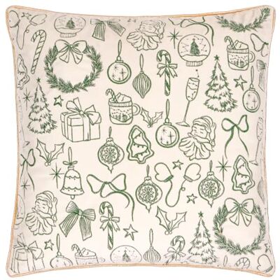 furn. Merry Christmas Kissenbezug (Ecru 45x45cm) Bestickte Festliche Weihnachtsdekoration Samt Paspelrand Saisonale Hülle furn. Merry Christmas Kissenbezug (Ecru 45x45cm) Bestickte Festliche Weihnachtsdekoration Samt Paspelrand Saisonale Hülle