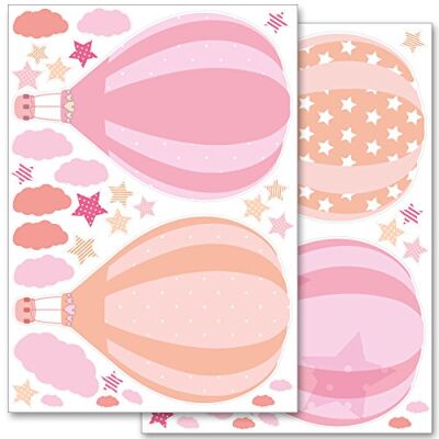 WANDKINGS Wandsticker Set Heißluftballons Rosa A4 Set 62 Sticker auf 2 Bögen WANDKINGS Wandsticker Set Heißluftballons Rosa A4 Set 62 Sticker auf 2 Bögen