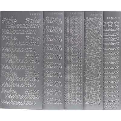 VBS Reliefsticker Weihnachten Set Aufkleber 10x23 cm Papier selbstklebend Silber VBS Reliefsticker Weihnachten Set Aufkleber 10x23 cm Papier selbstklebend Silber