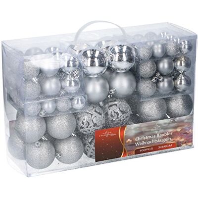 Spetebo Kunststoff Christbaumkugel Set 100-teilig bruchsicher Silber Weihnachtskugeln inklusive Metall Haken Weihnachtskugeln Deko Schmuck Anhänger für Weihnachtsbaum Christbaum Tannenbaum Spetebo Kunststoff Christbaumkugel Set 100-teilig bruchsicher Silber Weihnachtskugeln inklusive Metall Haken Weihnachtskugeln Deko Schmuck Anhänger für Weihnachtsbaum Christbaum Tannenbaum