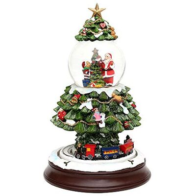 Dekohelden24 XXL Schneekugel, Weihnachtsbaum mit Eisenbahn und Schneewirbel, Maße H/B/Ø Kugel: ca. 27,5 x 17 cm/Ø 8,5 cm. Dekohelden24 XXL Schneekugel, Weihnachtsbaum mit Eisenbahn und Schneewirbel, Maße H/B/Ø Kugel: ca. 27,5 x 17 cm/Ø 8,5 cm.