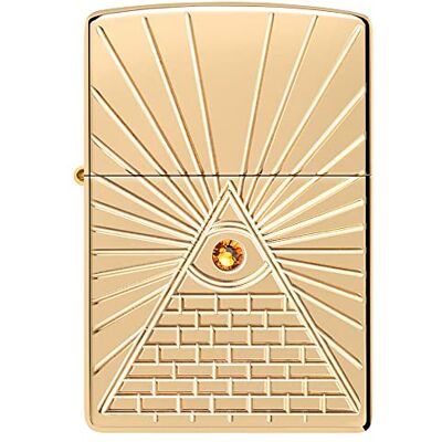 Zippo Sturmfeuerzeug Eye of Providence Armor High Polish Brass Finish Gold, Deep Carve & Crystal Nachfüllbar Wiederverwendbar Windfest Made in USA Zippo Sturmfeuerzeug Eye of Providence Armor High Polish Brass Finish Gold, Deep Carve & Crystal Nachfüllbar Wiederverwendbar Windfest Made in USA