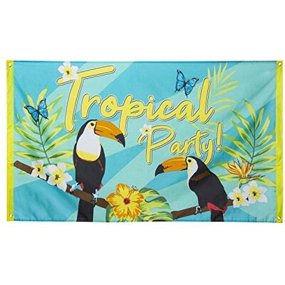 Boland 52571 Fahne Tropical Party Tukan, Größe 90 x 150 cm, Flagge, Dekoration, Hängedeko, Party, Sommer, Geburtstag Boland 52571 Fahne Tropical Party Tukan, Größe 90 x 150 cm, Flagge, Dekoration, Hängedeko, Party, Sommer, Geburtstag