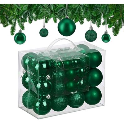 Relaxdays Weihnachtskugeln im 50er Set, Kunststoff, Weihnachtsdeko, matt, glänzend & glitzernd, versch. Größen, Farbwahl Relaxdays Weihnachtskugeln im 50er Set, Kunststoff, Weihnachtsdeko, matt, glänzend & glitzernd, versch. Größen, Farbwahl