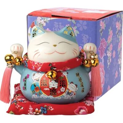 JADE TEMPLE Porzellan Spardose Maneki Neko, blau JADE TEMPLE Porzellan Spardose Maneki Neko, blau