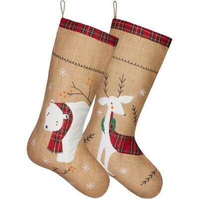 BRUBAKER 2er Set Weihnachtsstrumpf zum Befüllen und Aufhängen Rentier und Eisbär 52 cm groß Nikolausstrumpf für Weihnachten und Nikolaus Weihnachtsdeko Weihnachtssocken aus Jute BRUBAKER 2er Set Weihnachtsstrumpf zum Befüllen und Aufhängen Rentier und Eisbär 52 cm groß Nikolausstrumpf für Weihnachten und Nikolaus Weihnachtsdeko Weihnachtssocken aus Jute