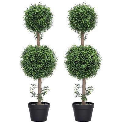 HOMCOM Künstlicher Buchsbaum 2er-Set groß 91,6 cm künstliche Pflanzen im Topf, Kunstpflanze, Buchsbaum wie echt Kunstbaum mit UV-Schutz für Wohnzimmer Garten Balkon HOMCOM Künstlicher Buchsbaum 2er-Set groß 91,6 cm künstliche Pflanzen im Topf, Kunstpflanze, Buchsbaum wie echt Kunstbaum mit UV-Schutz für Wohnzimmer Garten Balkon