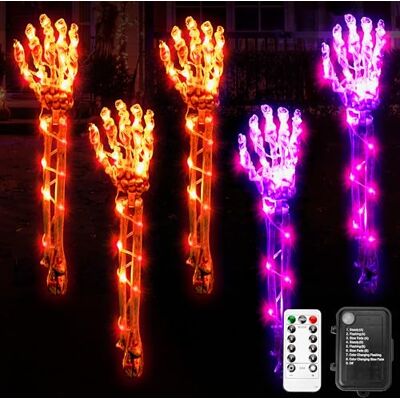 JOYIN 5 Pack Beleuchtete Skelett Arm Stakes 18" LED Wasserdichte Skelett Hände Mit 8 Lichtmodi Halloween Party Porch Yard Lawn Prop Haunted House Outdoor Dekor JOYIN 5 Pack Beleuchtete Skelett Arm Stakes 18" LED Wasserdichte Skelett Hände Mit 8 Lichtmodi Halloween Party Porch Yard Lawn Prop Haunted House Outdoor Dekor