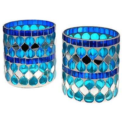 Wuona Objects Nona RAJA 3017-9x10cm 2er Set Mosaik Teelichtglas Teelichtgläser Kerzenglas Kerzengläser Mosaikglas orientalisch Vintage Wuona Objects Nona RAJA 3017-9x10cm 2er Set Mosaik Teelichtglas Teelichtgläser Kerzenglas Kerzengläser Mosaikglas orientalisch Vintage