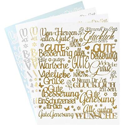 Ideen mit Herz Sticker "Handlettering Art" Aufkleber Verschiedene Schriftzüge zur Hochzeit, Liebe, Trauer, Weihnachten, Ostern uvm. Jeweils 4 Bogen à 20 x 23 cm (Liebe Wünsche Genesung) Ideen mit Herz Sticker "Handlettering Art" Aufkleber Verschiedene Schriftzüge zur Hochzeit, Liebe, Trauer, Weihnachten, Ostern uvm. Jeweils 4 Bogen à 20 x 23 cm (Liebe Wünsche Genesung)
