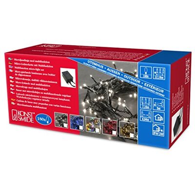 Konstsmide Microlight Lichterkette, verschweißt, mit 8 Funktionen, Steuergerät und Memoryfunktion, 180 klare Birnen, 24V Außentrafo, schwarzes Kabel 2084-000 Konstsmide Microlight Lichterkette, verschweißt, mit 8 Funktionen, Steuergerät und Memoryfunktion, 180 klare Birnen, 24V Außentrafo, schwarzes Kabel 2084-000