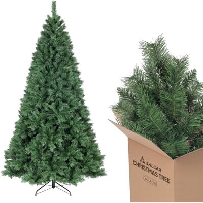 SALCAR Künstlicher Weihnachtsbaum 240 cm in Nordmanntannen-Optik 2,4 m mit Metallständer und Handschuhen, Tannenbaum aus PVC zur Weihnachtsdekoration im Innenbereich SALCAR Künstlicher Weihnachtsbaum 240 cm in Nordmanntannen-Optik 2,4 m mit Metallständer und Handschuhen, Tannenbaum aus PVC zur Weihnachtsdekoration im Innenbereich