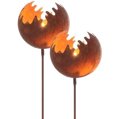 Spetebo Metall Gartenstecker 2er Set Naturrost Feuerball 98 x Ø 15 cm Rost Windlicht mit Erdspieß Garten Deko Kerzen Halter Feuerkugel Spetebo Metall Gartenstecker 2er Set Naturrost Feuerball 98 x Ø 15 cm Rost Windlicht mit Erdspieß Garten Deko Kerzen Halter Feuerkugel